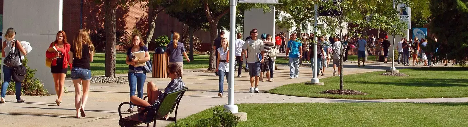 students walking on campus